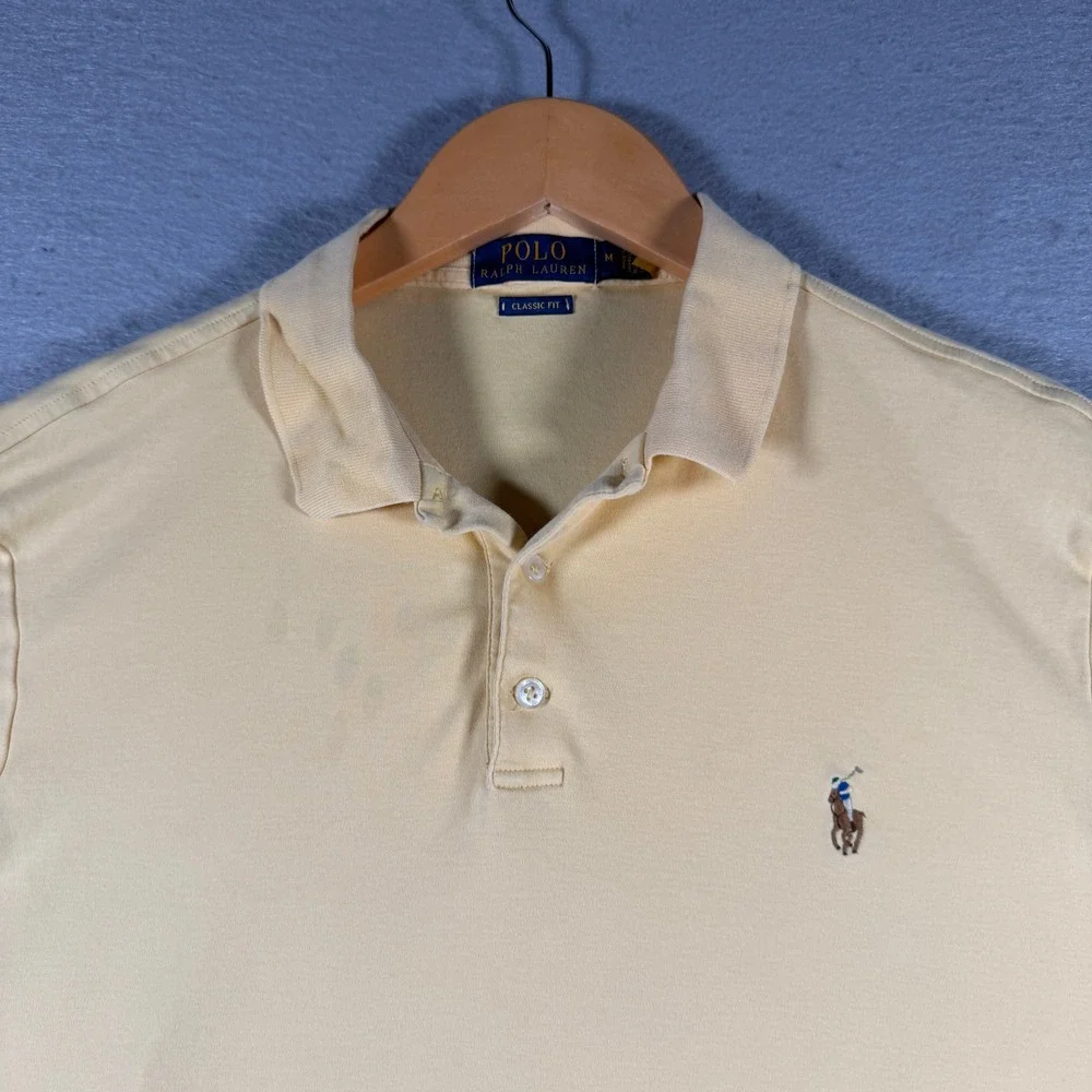 Polo‎ Ralph Lauren Mens Classic Fit Short Sleeve Cotton Polo Shirt Yellow Size M